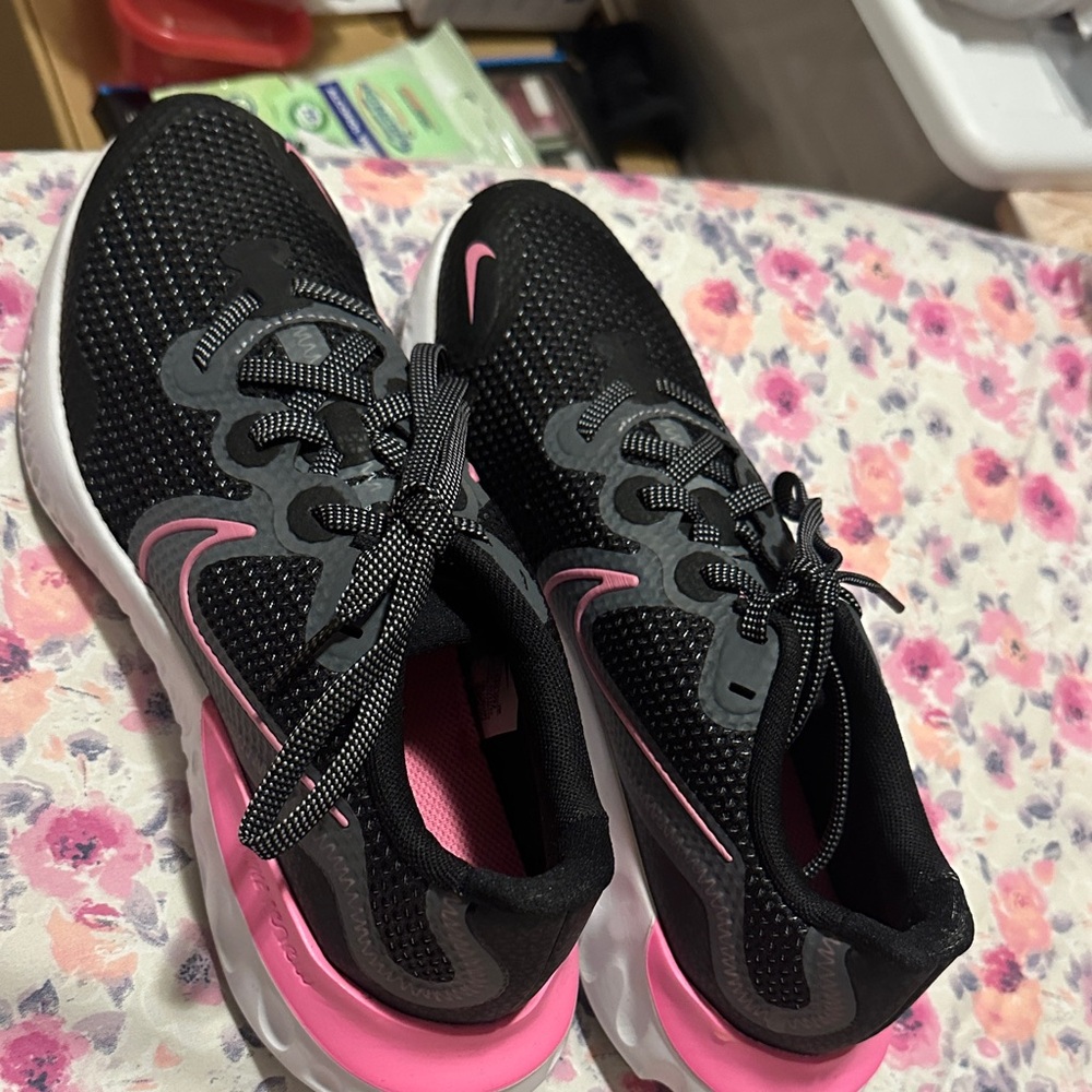 Nike Big Kids Black and Pink Running Shoes